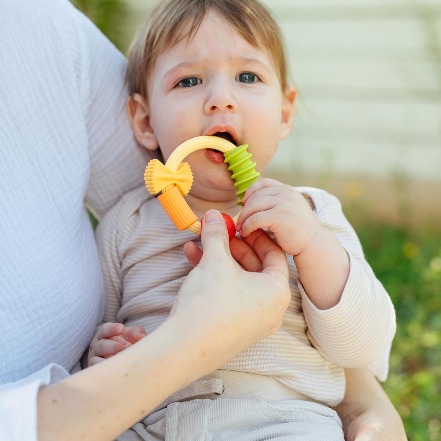 Pasta Ring Silicone Teether – Multi-Textured Easy-Grip Baby Teething Toy (3+ Months)