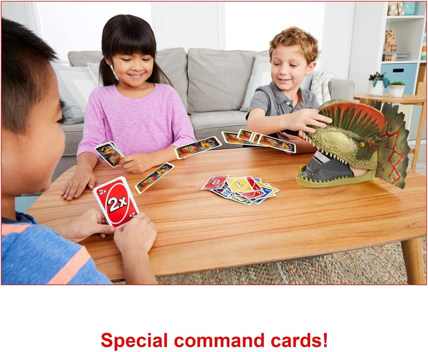 UNO Attack: Jurassic World Card Game with Dinosaur Launcher, Lights & Sounds!