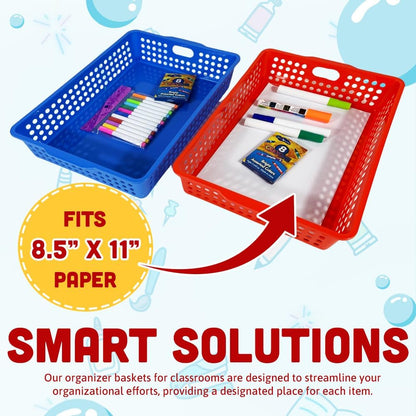 6-Pack Colorful Plastic Storage Bins - for Organizing Classroom Supplies