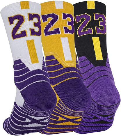 Basketball Compression Socks – Cushioned Athletic Sport Socks with 3D Ankle Protection, Size 7–12, 3 Pairs