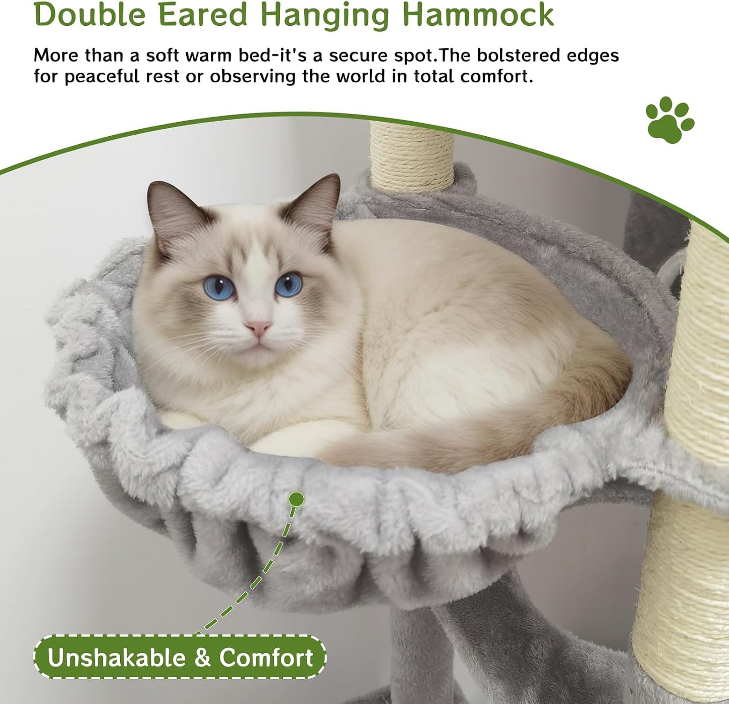 Multi-Level Cat Tree – Large Cat Tower with Scratching Posts, Condo, Perches & Hammock