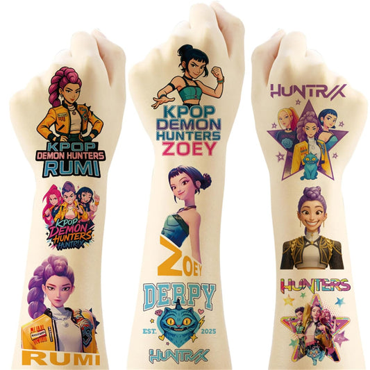 Demon Movie Hunter Temporary Tattoos (20 PCS) – Cartoon Party Favors for Teens & Adults