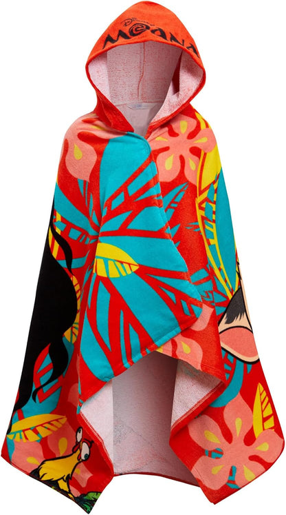 Moana Hooded Towel Poncho – 100% Cotton Kids Beach & Bath Towel Wrap with Hood