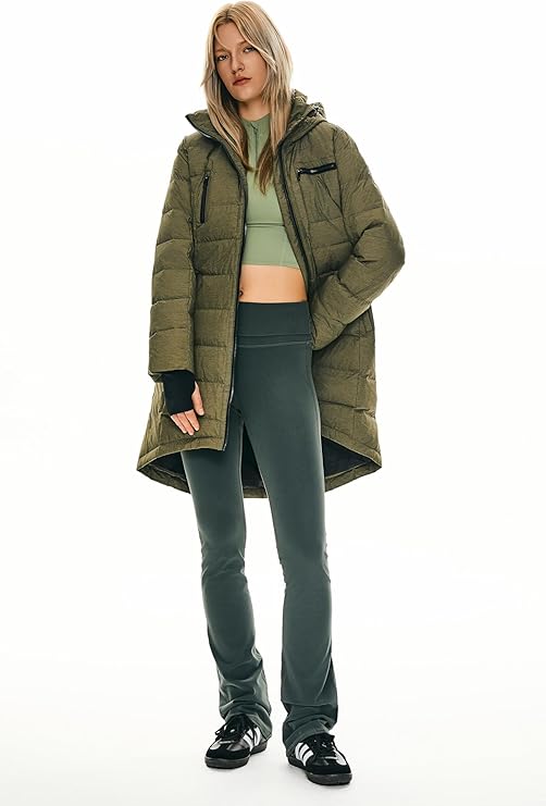 Women’s Long Winter Down Jacket – Warm Quilted Puffer Coat with Hood, Slim Fit