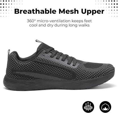 Men's Black Zero Drop Walking Shoes: Lightweight and Breathable with Wide Toe Box for Running, Tennis, and Gym
