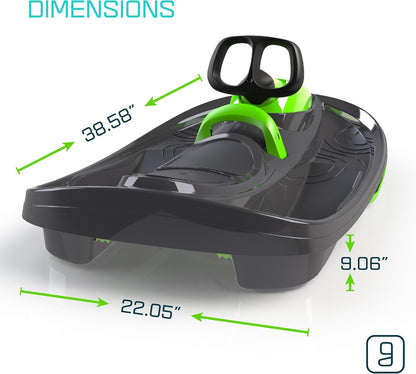 Snow Sled for Kids & Adults – Toboggan with Steering Wheel, Anti-Slip Seat & Brake (Mystic Green, 260 lbs, Age 3+)