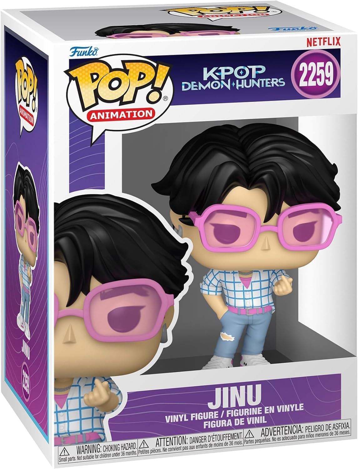 Jinu Saja Boys Vinyl Figure – Kpop Demon Hunters Collectible (3.75") with Compatible Box Protector – Multicolor