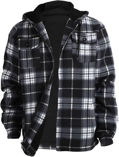 Men’s Sherpa-Lined Plaid Flannel Jacket – Heavy Warm Fleece Coat (Big & Tall, S–5XL)