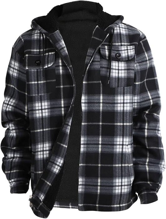 Men’s Sherpa-Lined Plaid Flannel Jacket – Heavy Warm Fleece Coat (Big & Tall, S–5XL)