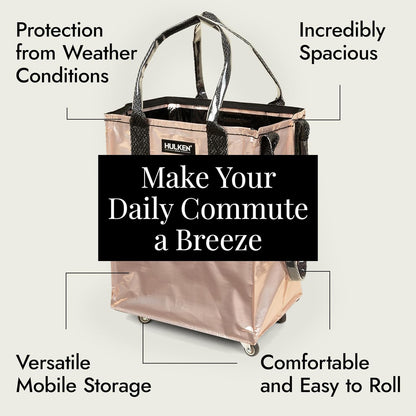Rolling Grocery Bag: Lightweight, Zippered, 66 lb Capacity, Folds Flat, Unbreakable Handles