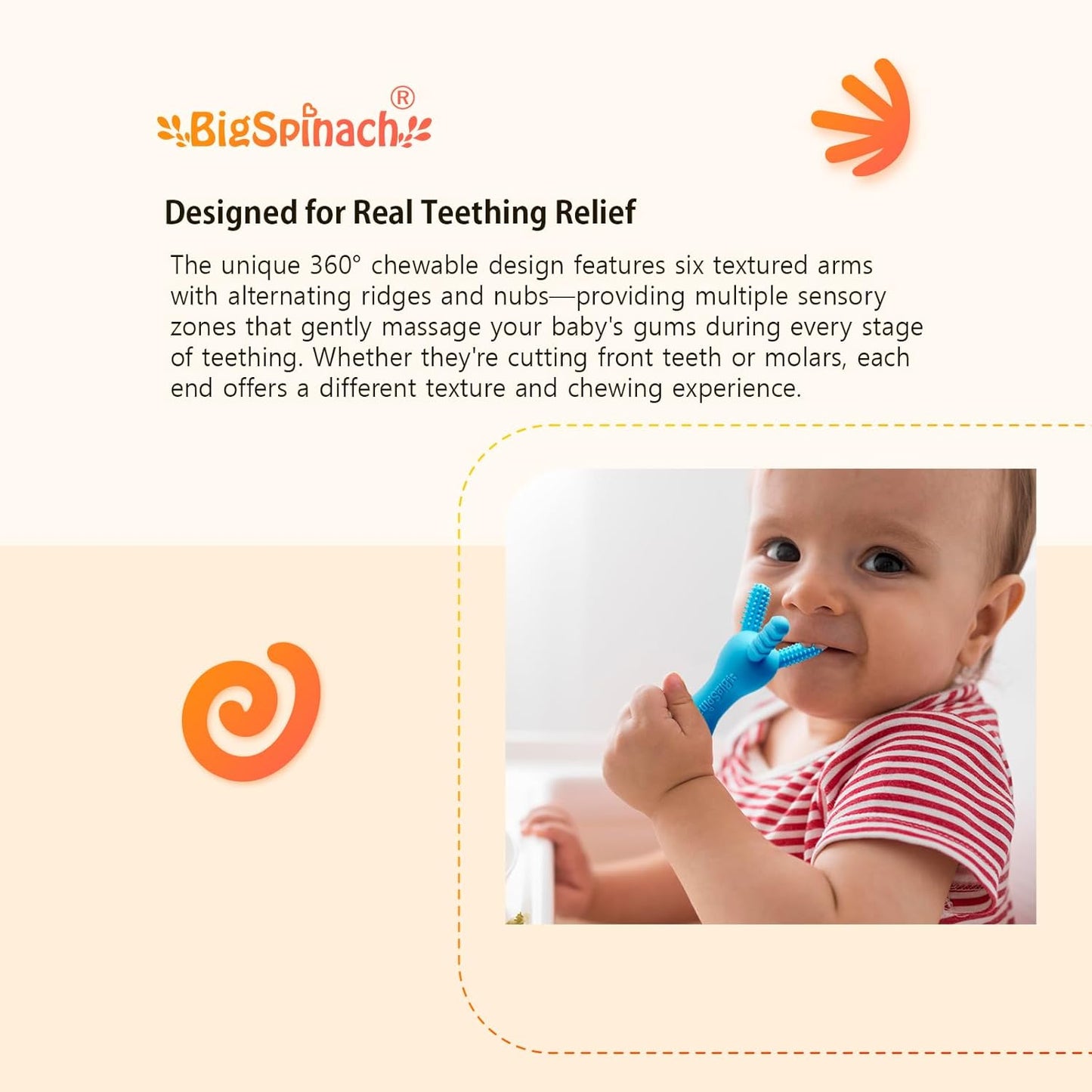 3D Silicone Baby Teether – BPA-Free 360° Textured Easy-Grip Teething Stick
