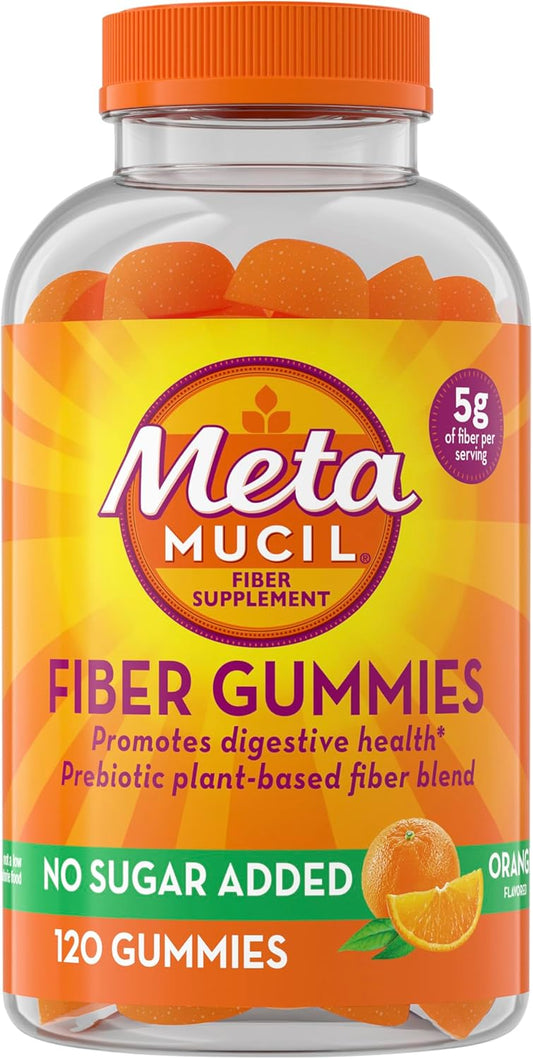 Fiber Gummies for Adults – No Sugar Added, 5g Prebiotic Plant-Based Fiber (Orange, 120 Count)