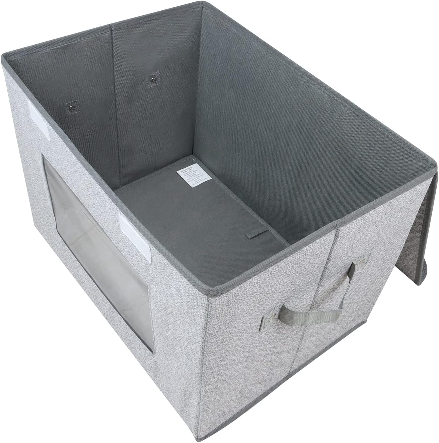4-Pack Large Foldable Fabric Storage Bins with Lids - Gray (17" x 12" x 12")