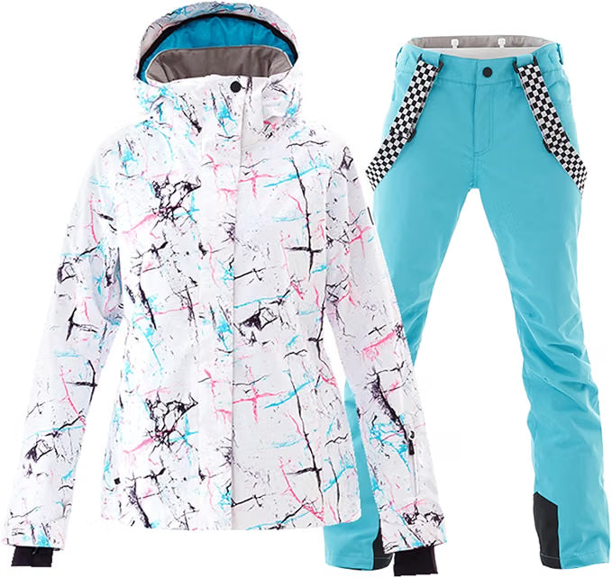 Women’s Ski Jacket & Pants Set – Windproof Waterproof Insulated Snowboarding Snowsuit, Blue, Size Medium