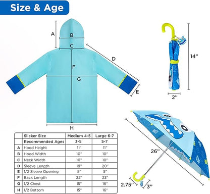 Kids Umbrella & Rain Coats Set for Girls and Boys