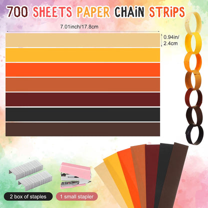 574 FT Fall Paper Chain Garland & Crepe Streamers – Autumn Party Decorations for Thanksgiving & Harvest Events