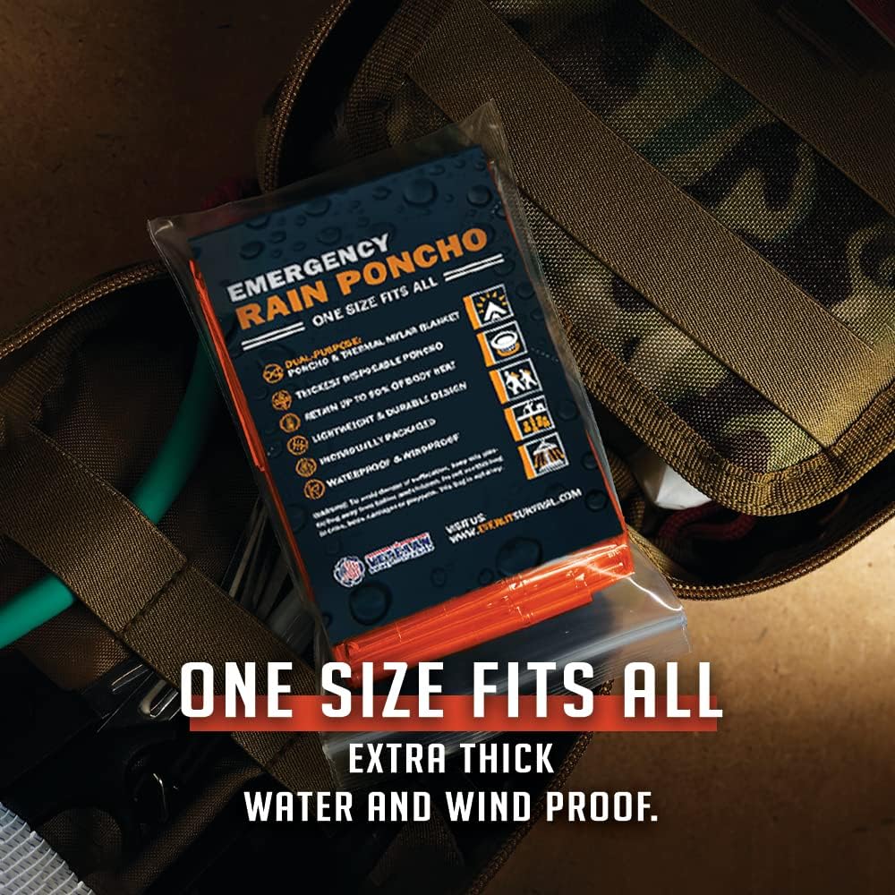 Emergency Survival Rain Poncho – Mylar Space Blanket for Camping & Disaster Kits