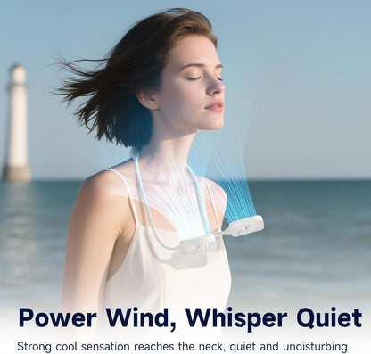 HandFan Rechargeable Neck Fan – 5000mAh Portable Fan with 6 Speeds & Flexible 360° Neck – White