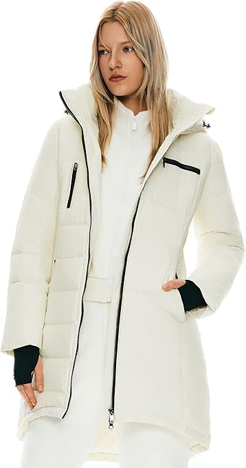 Women’s Long Hooded Down Jacket – Warm Quilted Puffer Coat, Slim Fit Winter Outerwear