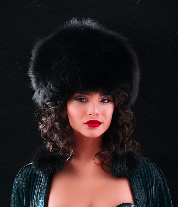Luxury Russian Cossack Hat Set – Real Fox Fur Ushanka & Rabbit Fur Headband for Women