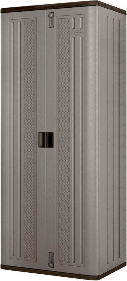 Platinum Resin Tall Storage Cabinet: Weather-Resistant, Lockable Utility Closet for Tools & Supplies