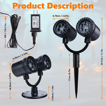 Double-Head Halloween Projector Lights – Dynamic Devil Face Outdoor & Indoor Projection with Timer, Waterproof Holiday Decor