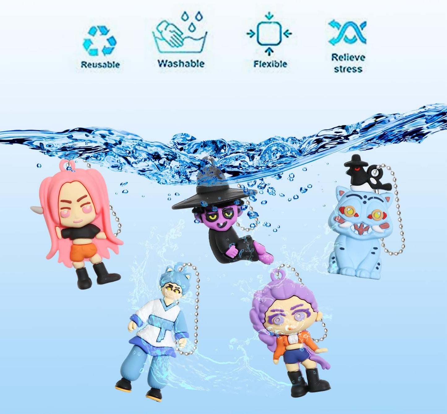 K Pop Demon Hunters Keychain Figure Set (12 PCS) – Anime Character Key Rings for Bags, Phones & Car Keys – Fan Collectible Decor