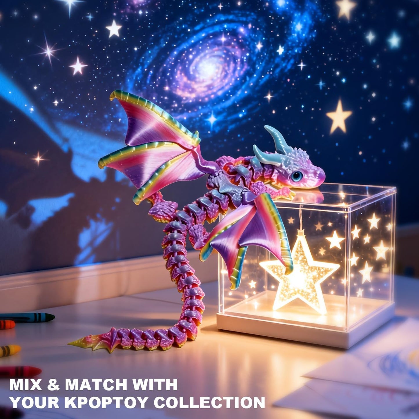 Flexible Winged Dragon Fidget Toy – 3D Printed Articulated Dragon Figure for Gifts & Collectors