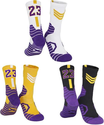 Basketball Compression Socks – Cushioned Athletic Sport Socks with 3D Ankle Protection, Size 7–12, 3 Pairs