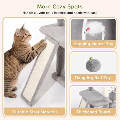 Multi-Level Cat Tree – Large Cat Tower with Scratching Posts, Condo, Perches & Hammock