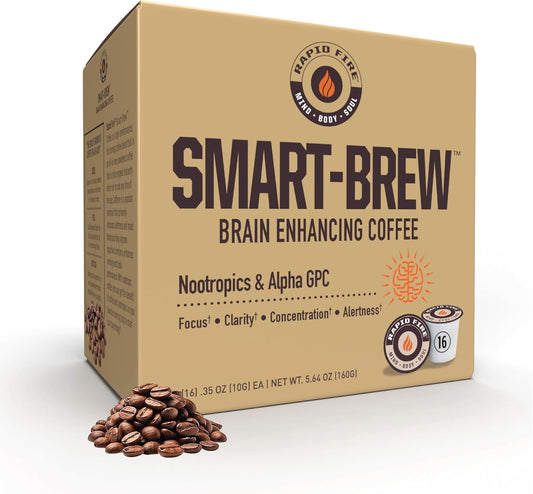 16-Count Rapidfire Smart-Brew Nootropics Coffee Pods, Supports Energy and Brain Function