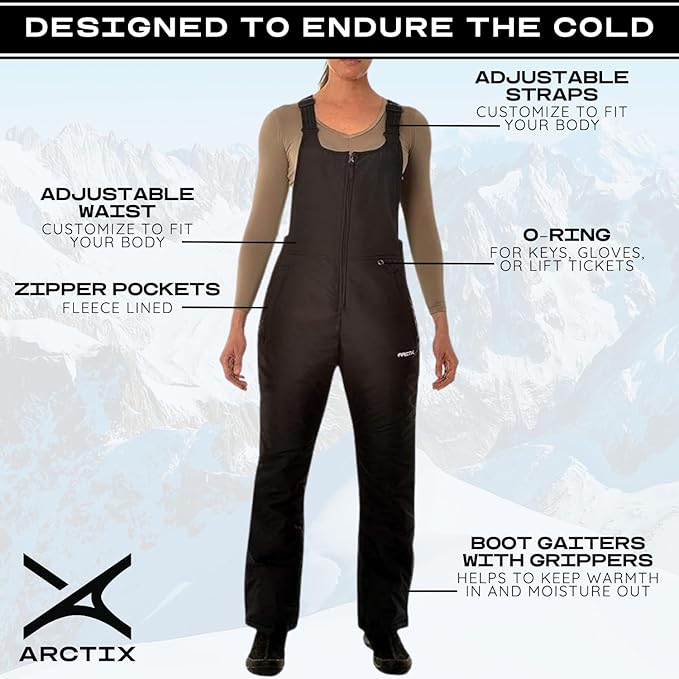 Arctix Women’s Essential Insulated Ski Bibs – Water-Resistant Snow Pants