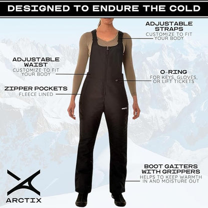 Arctix Women’s Essential Insulated Ski Bibs – Water-Resistant Snow Pants