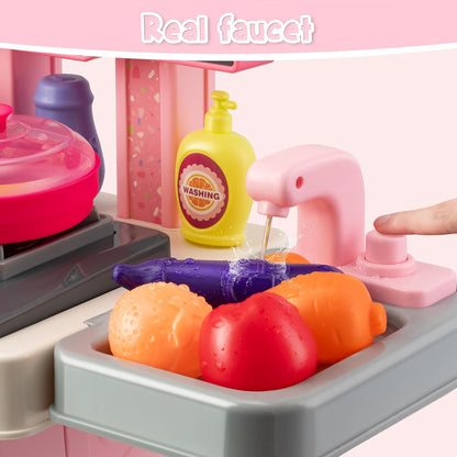 Kids Kitchen Playset (Pink) – 53-Piece Stove, Sink & Oven with Realistic Lights & Sounds (Ages 1–3)