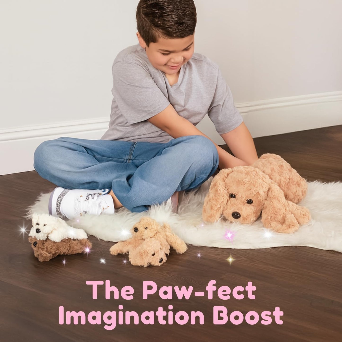 Adopt Me Labradoodle Plush Toy – Stuffed Animal with 4 Surprise Puppies for Kids 3+