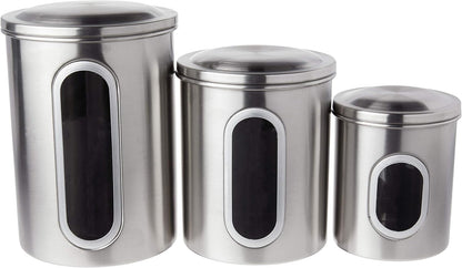 Stainless Steel 3-Piece Canister Set (5.75 x 6 x 8.5 inches)
