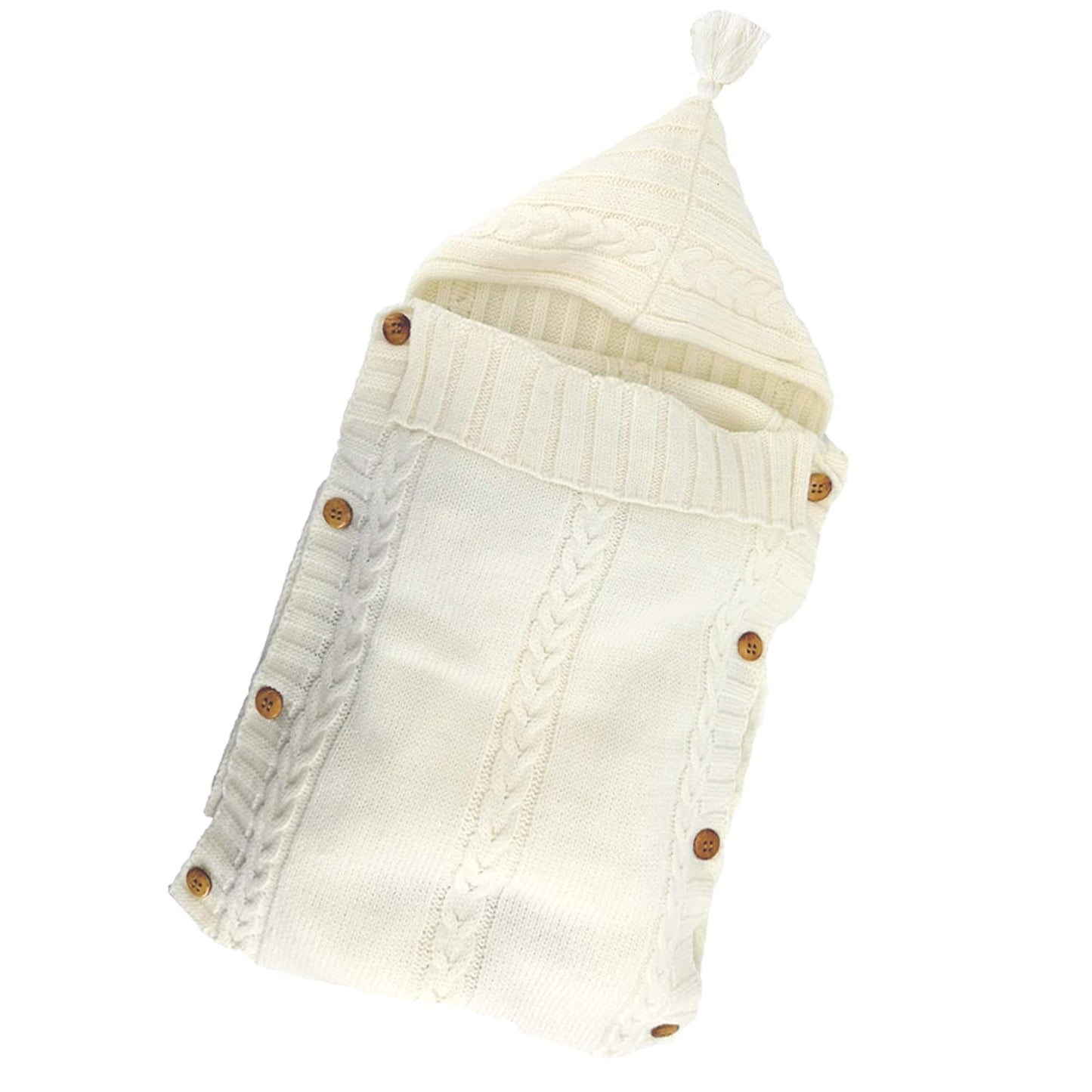 Newborn Knit Swaddle Sleep Sack – Baby Wrap Sleeping Bag for Stroller & Sleep (Beige, 0–6 Months)