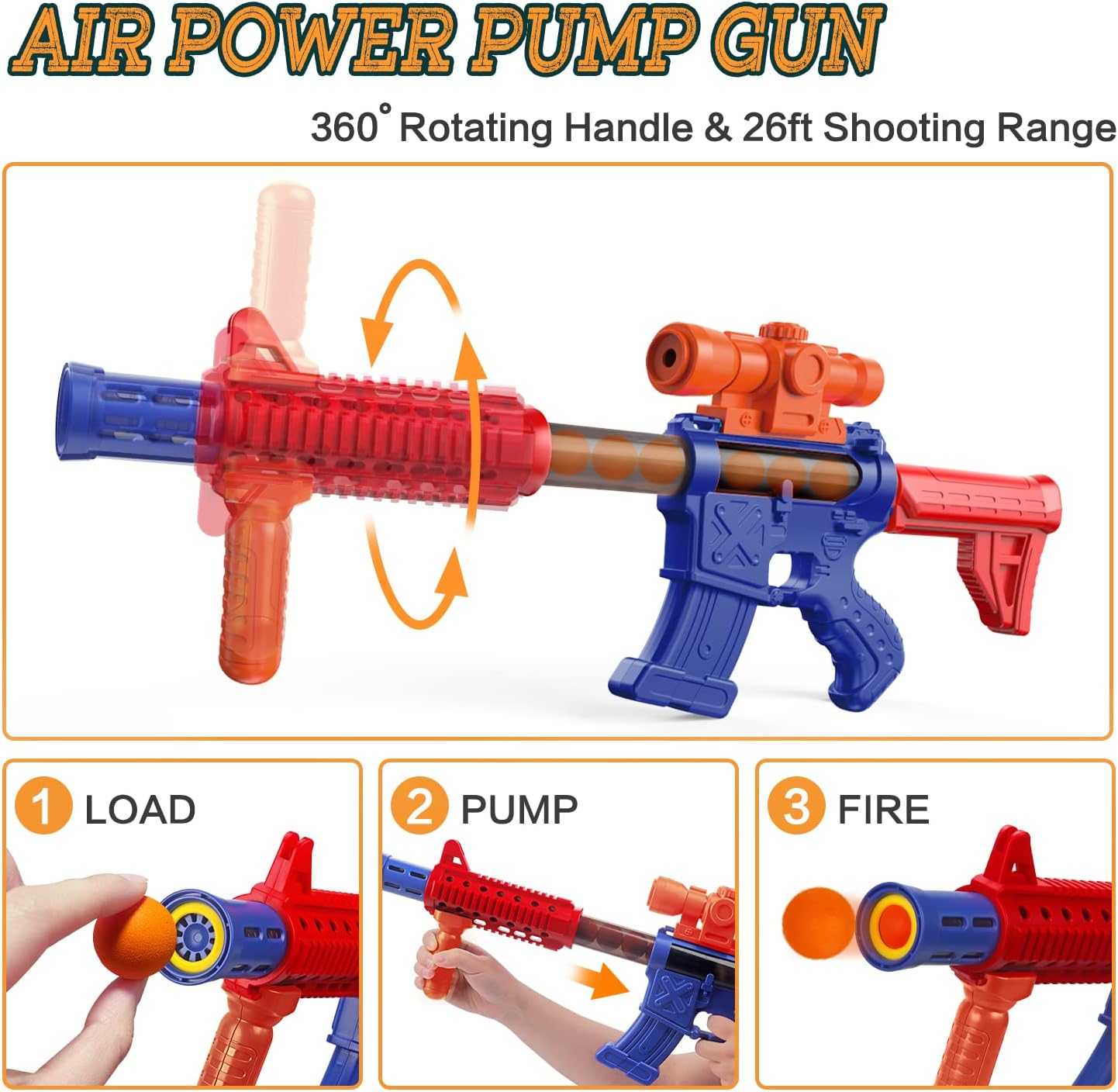Shooting Games Toy Set – Outdoor Game for Kids Ages 5+ | Includes Moving Target, 2 Popper Air Toy Guns, and 24 Foam Balls – Great Gift for Boys and Girls!