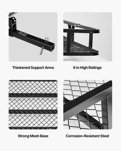 Folding Hitch Mount Cargo Carrier (60" x 24" x 6") 500 lb Load Capacity, Cargo Basket with Waterproof Bag for 2" Hitch Receivers