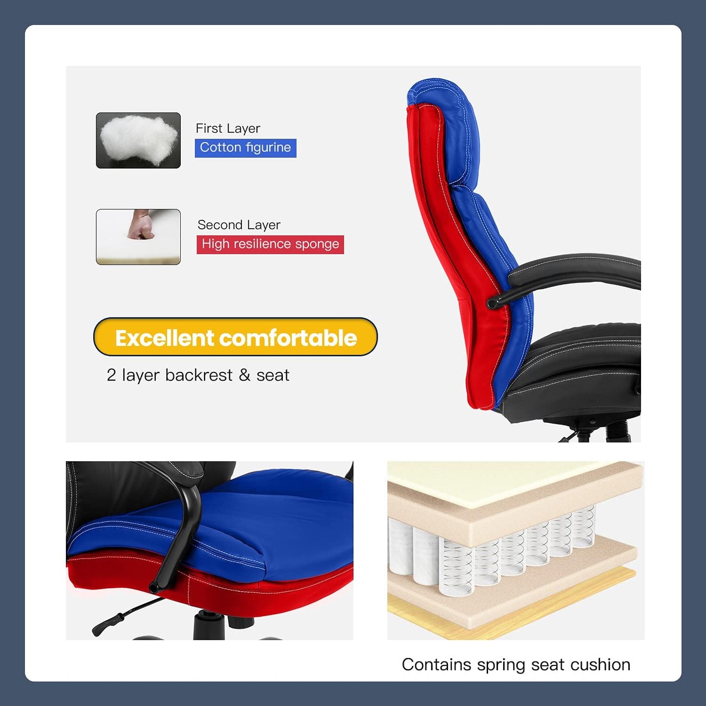 Big & Tall Ergonomic Office Chair – 500lbs Capacity, Adjustable with Lumbar Support
