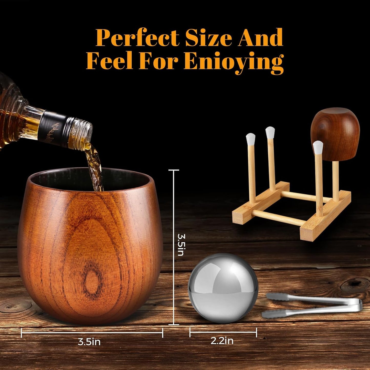 Set of 2 Enlarged Charred Wooden Whiskey Glasses - Ideal Bourbon Gifts for Men for Any Occasion