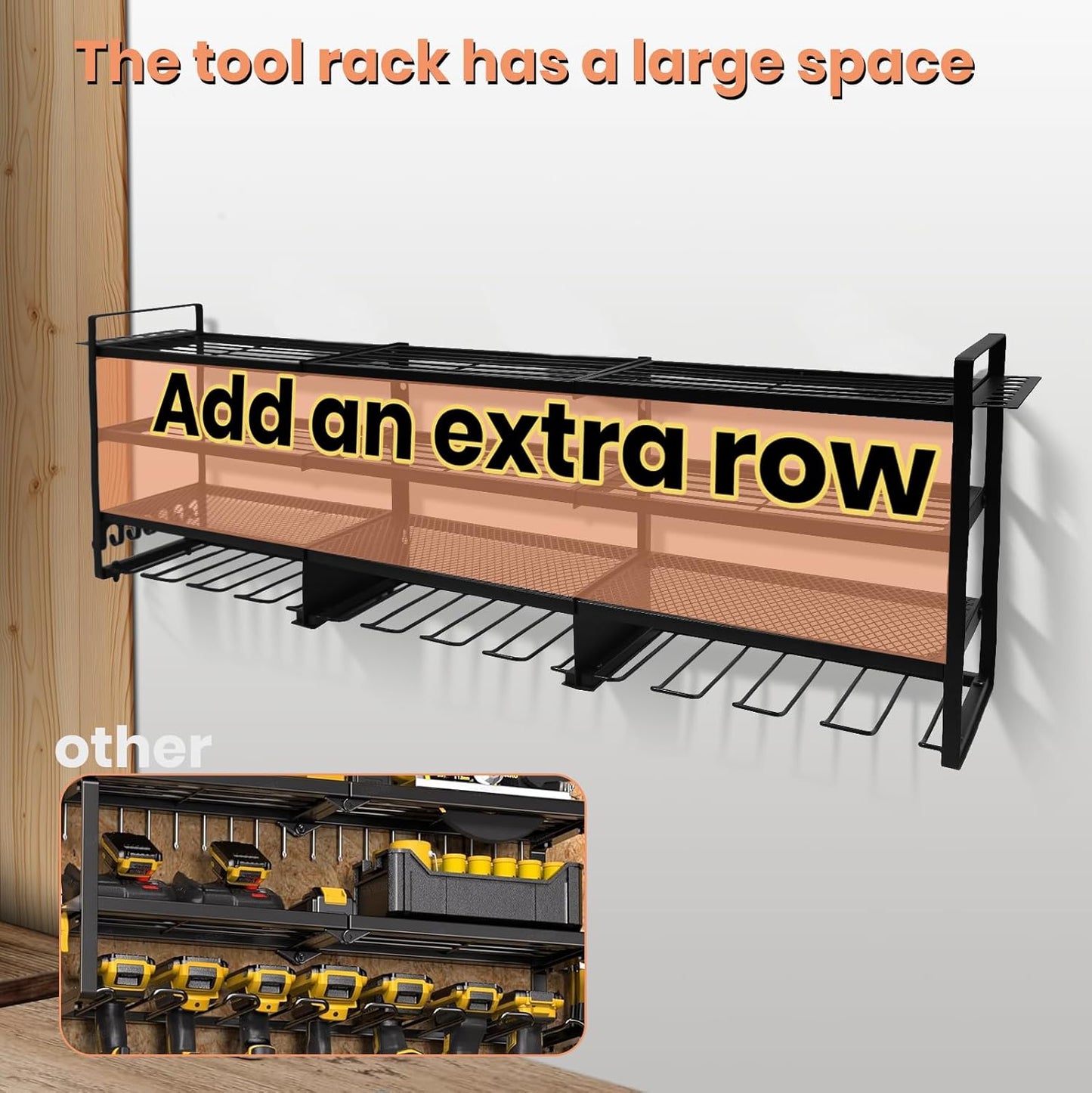 49" Power Tool Organizer Wall Mount – 4-Tier Garage Storage Rack, Holds up to 600 lbs – Tool Organizer for Garage