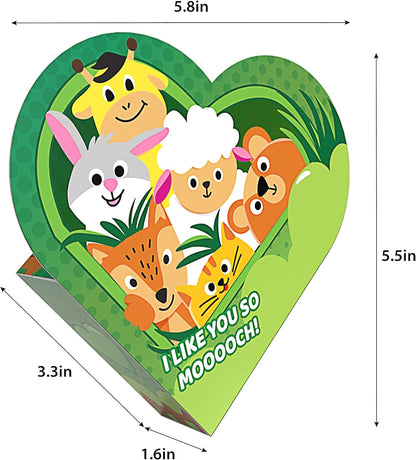 24 Packs Valentines Animal Building Blocks with Hearts Party Favors for Kids
