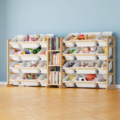 Large Toy Storage Organizer – 24 Bins & 3 Shelves Kids Toy Shelf Bookcase for Bedroom or Playroom – White