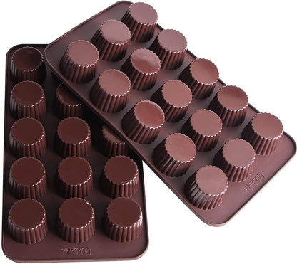 Silicone Chocolate Candy Molds – Peanut Butter Cup, Jello & Keto Fat Bomb Molds, Pack of 2