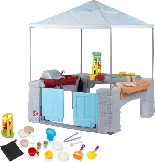 All Around Playtime Patio with Canopy Playset Room for Multiple Toddlers to Play