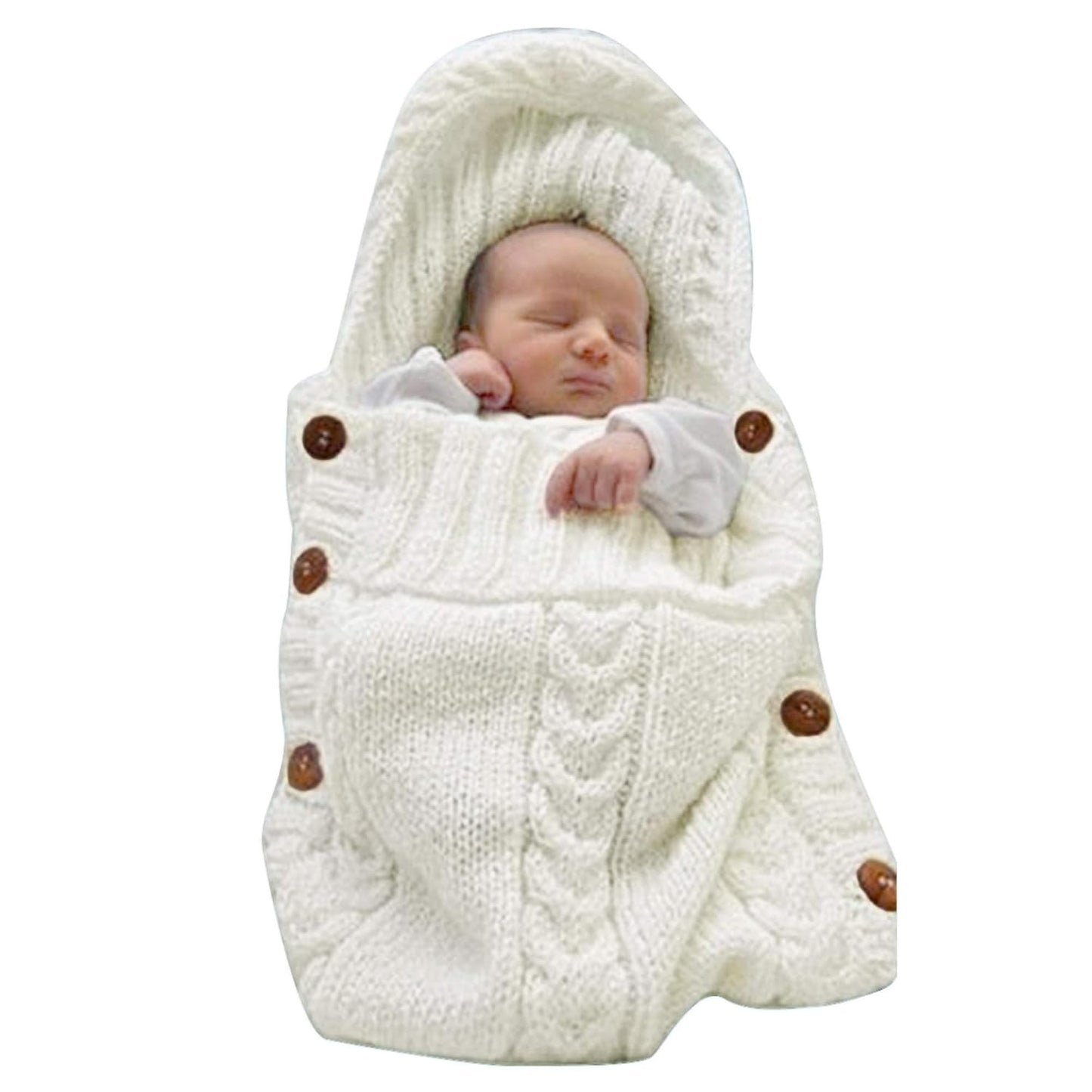 Newborn Knit Swaddle Sleep Sack – Baby Wrap Sleeping Bag for Stroller & Sleep (Beige, 0–6 Months)