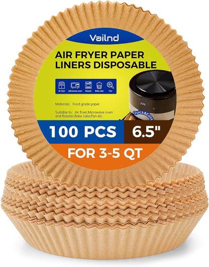 125 Pcs Disposable Air Fryer Paper Liners - Non-Stick, Bleach-Free Parchment for Microwave Use