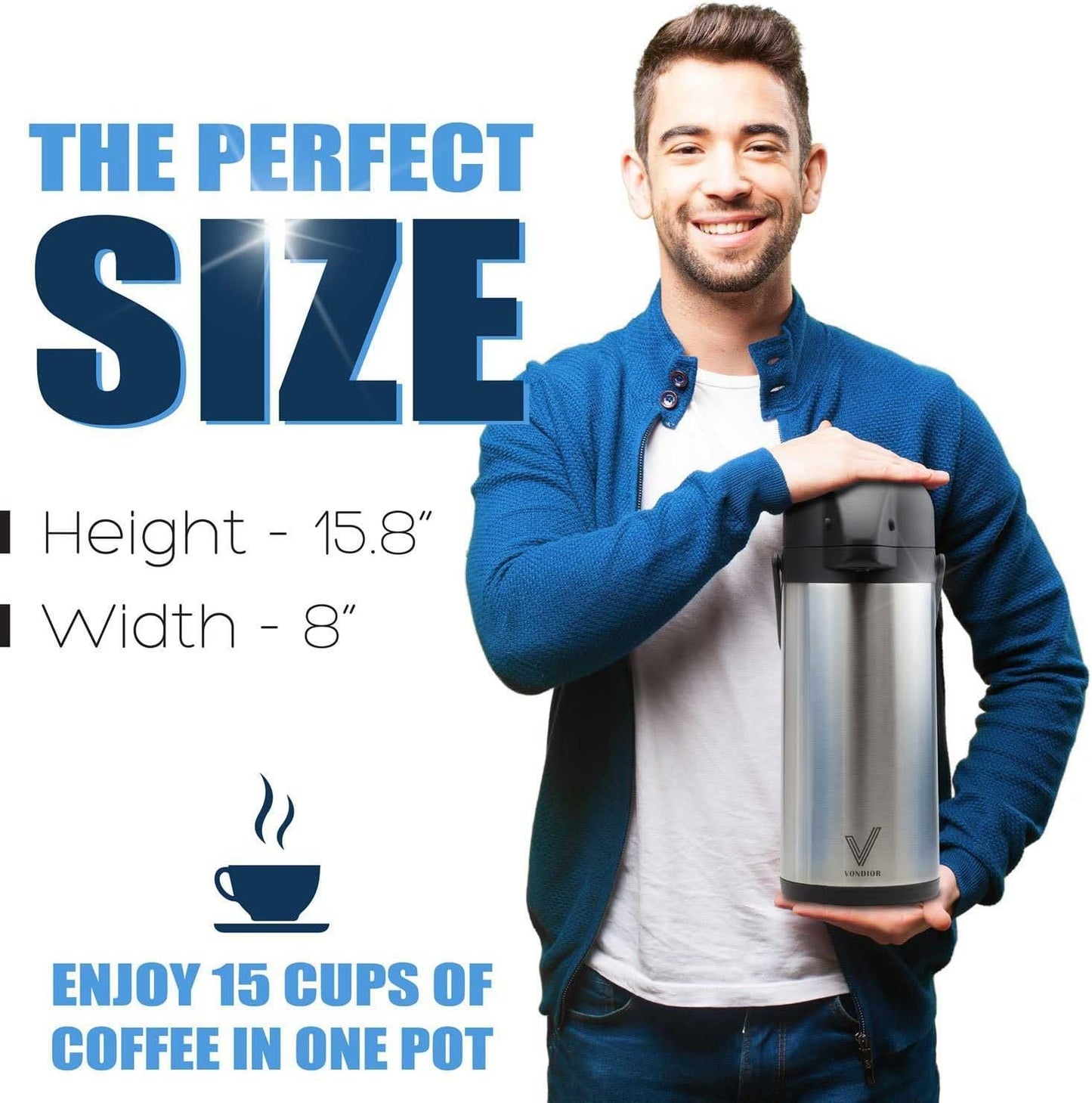 Airpot Coffee Dispenser with Pump - 102 oz Insulated Stainless Steel Coffee Carafe