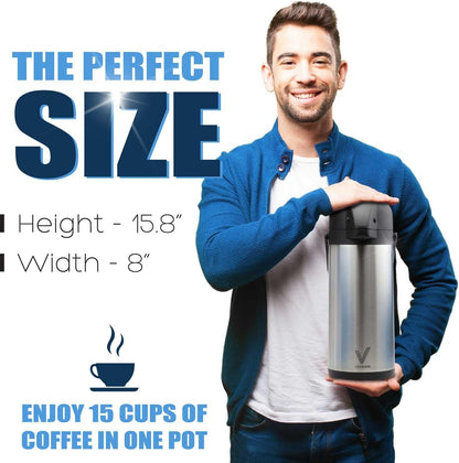 Airpot Coffee Dispenser with Pump - 102 oz Insulated Stainless Steel Coffee Carafe